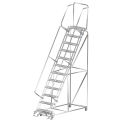 Ballymore SS123214G 12 Step 24&quot;Wx88&quot;D Stainless Steel Rolling Safety Ladder, Serrated Grating