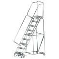 Ballymore SS093214G 9 Step 24&quot;Wx70&quot;D Stainless Steel Rolling Safety Ladder, Serrated Grating