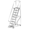 Ballymore SS093214P 9 Step 24"Wx70"D Stainless Steel Rolling Safety Ladder, Perforated Tread