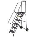 Ballymore SSFAWL-6G 6 Step 16&quot;W Stainless Steel Fold and Store Rolling Ladder, Serrated Grating