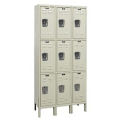HALLOWELL 3-Tier Galvanite Corrosion-Resistant Locker - 12x12x24" Opening - 3 Lockers Wide - Set-Up