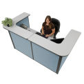 88" W x 44"D x 44"H U-Shaped Reception Station, Gray counter/Blue Panel