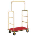 Gold Stainless Steel Bellman Cart Straight Uprights 6&quot; Rubber Casters, 41-1/4&quot;L x 24&quot;W x 73&quot;H