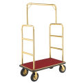 Gold Stainless Steel Bellman Cart Straight Uprights 8&quot; Pneumatic Casters, 41-1/4&quot;L x 24&quot;W x 75&quot;H