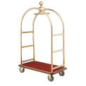 Gold Stainless Steel Bellman Cart Curved Uprights 6&quot; Rubber Casters, 41-1/4&quot;L x 24&quot;W x 73&quot;H