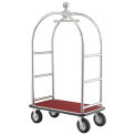 Silver Stainless Steel Bellman Cart Curved Uprights 8&quot; Pneu Casters, 41-1/4&quot;L x 24&quot;W x 75&quot;H