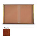 United Visual Products 96&quot;W x 36&quot;H Sliding Door Corkboard with Cherry Frame