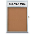 United Visual Products 42&quot;W x 32&quot;H Slim Style Radius Framed Corkboard with Header and Satin Frame