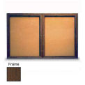 United Visual Products 48&quot;W x 36&quot;H 2-Door Illuminated Corkboard with Walnut Frame