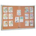 United Visual Products 60&quot;W x 36&quot;H Sliding Glass Door Corkboard with Satin Radius Frame