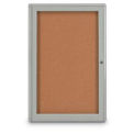 United Visual Products 24"W x 36"H 1-Door Indoor Enclosed Corkboard with Radius Corners