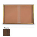 United Visual Products 72&quot;W x 36&quot;H Sliding Door Corkboard with Walnut Frame