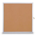 United Visual Products 36&quot;W x 36&quot;H Slim Style Enclosed Corkboard with Satin Frame