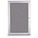 United Visual 24&quot;W x 36&quot;H 1-Door Radius Framed Enclosed Marble Easy Tack Board with Satin Frame