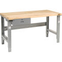Maple Butcher Block Square Edge Top Workbench with Drawer, 60"W x 30"D, Gray