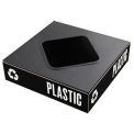 SAFCO Public Square Lid for Steel Recycle Collectors - Top 8&quot; Square Cut-Out