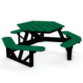 Hex Picnic Table, Recycled Plastic, 6 ft, Black & Green