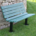 4&#39; Contour Bench, Recycled Plastic, In Ground Mount, Green