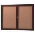 Aarco 2 Door Frame Wood Look, Walnut Enclosed Bulletin Board - 48&quot;W x 36&quot;H