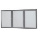 Aarco 3 Door Design Enclosed Bulletin Board Medium Grey - 72&quot;W x 36&quot;H