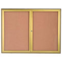 Aarco 2 Door Water Fall Style Bulletin Board Gold - 36&quot;W x 48&quot;H