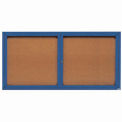 Aarco 2 Door Framed Enclosed Bulletin Board Blue Powder Coat - 72&quot;W x 36&quot;H