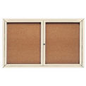 Aarco 2 Door Framed Enclosed Bulletin Board Ivory Powder Coat - 60&quot;W x 36&quot;H