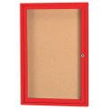Aarco 1 Door Framed Enclosed Bulletin Board Red Powder Coat - 18&quot;W x 24&quot;H