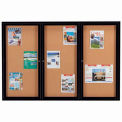 Aarco 3 Door Framed Enclosed Bulletin Board Black Powder Coat - 72&quot;W x 48&quot;H