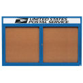 Aarco 2 Door Alum Framed Bulletin Board w/ Header, Illum Blue Pc - 72&quot;W x 48&quot;H