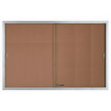 Aarco 2 Door Aluminum Framed Bulletin Boards w/ Sliding Door - 72&quot;W x 48&quot;H