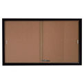 Aarco 2 Door Aluminum Framed Bulletin Boards w/ Sliding Door Black Pc - 60&quot;W x 36&quot;H