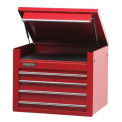 34" Top Chest - 4 Drawer, Red, 34"L X 27"H X 25"D