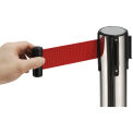 39&quot;H Stainless Steel Retractable Stanchion With 6-1/2' Red Belt