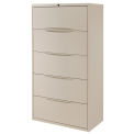 36"W Premium Lateral File Cabinet, 5 Drawer, Putty