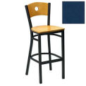 Bar Stool w/Mahogany Circle-Back, 17-1/2&quot;W X 17&quot;D X 42&quot;H, Slate Blue - Pkg Qty 2