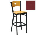 Bar Stool w/Natural Circle-Back, 17-1/2&quot;W X 17&quot;D X 42&quot;H, Burgundy - Pkg Qty 2