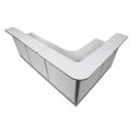116&quot;W x 80&quot;D x 46&quot;H L-Shaped Reception Station With Raceway, Gray Counter/Gray Panel