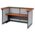 88&quot;W x 44&quot;D x 46&quot;H U-Shaped Reception Station With Raceway, Cherry Counter/Gray Panel
