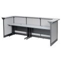 124&quot;W x 44&quot;D x 46&quot;H U-Shaped Reception Station With Raceway, Gray Counter/Gray Panel