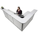 116&quot;W x 80&quot;D x 46&quot;H L-Shaped Electric Reception Station, Gray Counter/Gray Panel