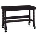 Shureshop&#174; Mobile Bench W/Acc Kit, Painted Steel Top, 60&quot; X 29&quot;, Gloss Black