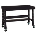 Shureshop&#174; Mobile Bench W/Acc Kit, Painted Steel Top, 72&quot;X 34&quot;, Gloss Black