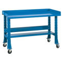 Shureshop&#174; Mobile Bench W/Acc Kit, Painted Steel Top, 72&quot;X 34&quot;, Monaco Blue