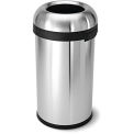 SIMPLEHUMAN Stainless Steel Bullet Top Waste Container - Standard Opening - 16-Gallon Capacity