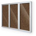 BaltĒ Enclosed Bulletin Board - 3 Door - Tan Rubber - Silver Aluminum Frame - 96"W x 48"H