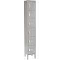 Six Tier Locker, 12x18x12, 6 Door, Unassembled, Gray