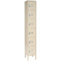 Six Tier Locker, 12x18x12, 6 Door, Unassembled, Tan