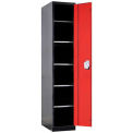 Fort Knox Locker - Full Height Door, 18&quot; x 24&quot; x 78&quot;, Black Body, Red Doors