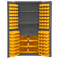 Durham Storage Bin Cabinet 501-BDLP-102-3S-95 - 102 Yellow Hook-On Bins,3 Shelves 36&quot;W x 24&quot;D x 72&quot;H